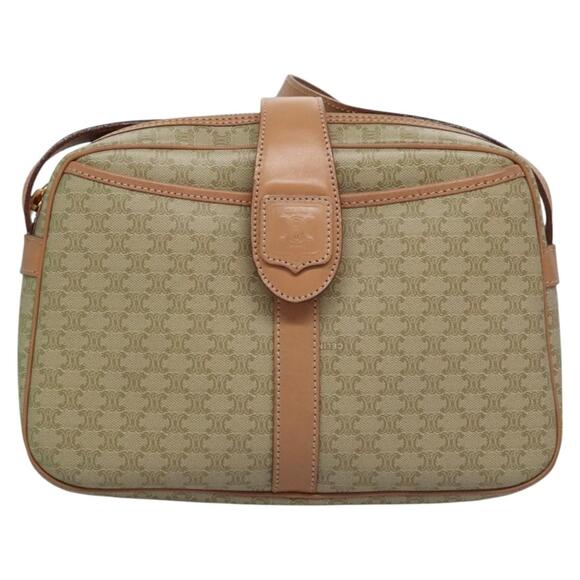 CELINE Macadam Canvas Shoulder Bag Beige Gold - Picture 2 of 13